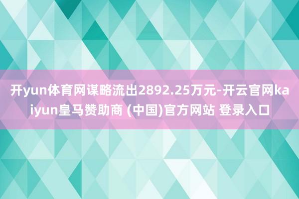 开yun体育网谋略流出2892.25万元-开云官网kaiyun皇马赞助商 (中国)官方网站 登录入口